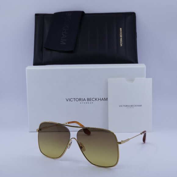Victoria Beckham VB132S 709 Aviator Sunglasses – Gold/Brown Gradient - Picture 1 of 9